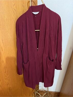 Soma Knit Open-Front Cardigan in Maroon